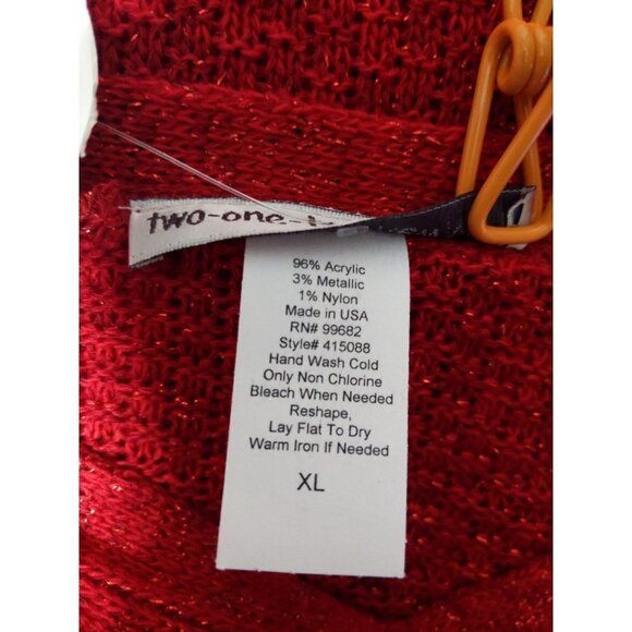 Two-One-Two New York Red long sleeve lightweight 3/4 sleeve Sweater Size XL(NWT) - Picture 7 of 10